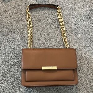 Michael Kors Brown and Gold Crossbody Bag with Chain Strap